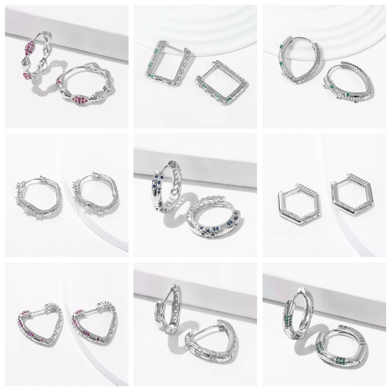 

Yunkingdom 33 Different Silver Color Cubic Zirconia Heart Big Hoop Earrings for Women Party Wedding Luxury Jewelry New 2022