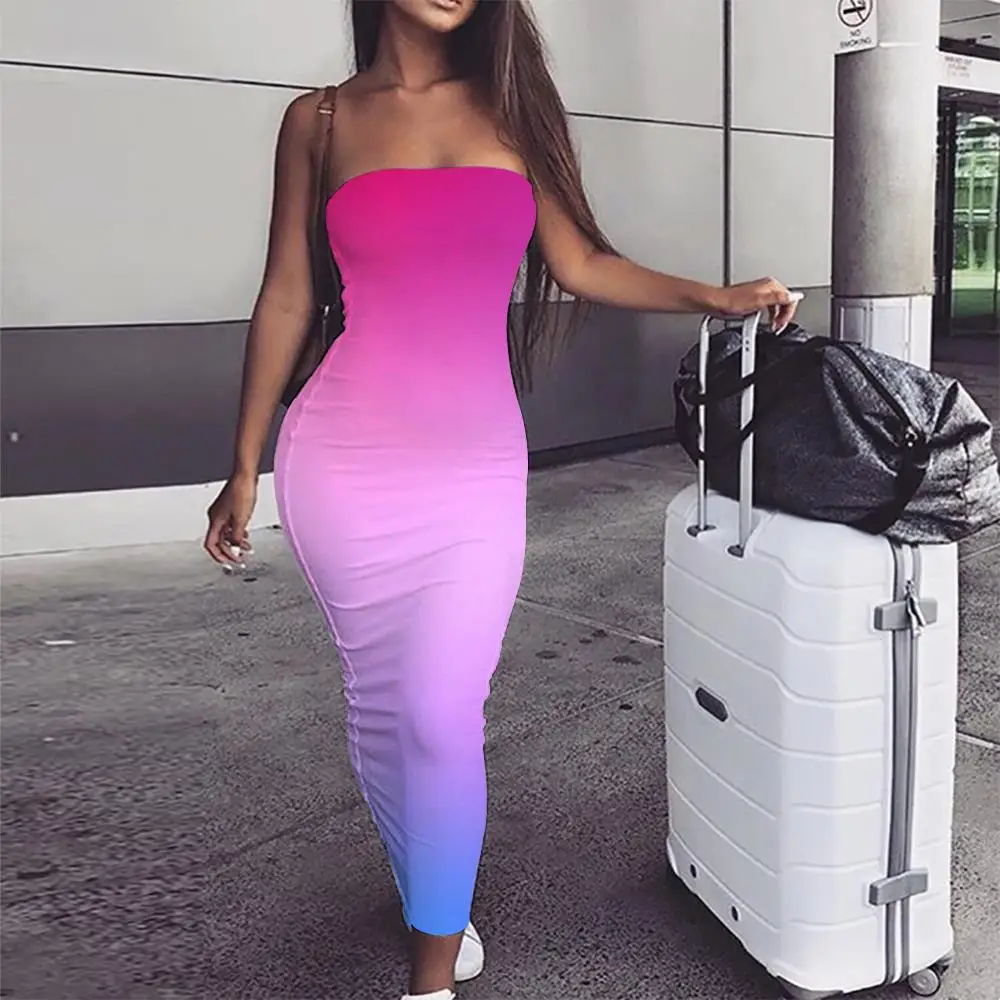 

KYKU Rainbow Dress Women Rainbow Abstraction Party Colorful Bodycon Dress Beautiful 3d Print Womens Clothing Casual Ladies