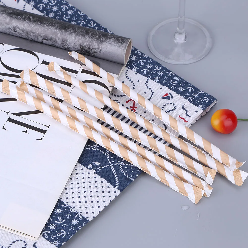 

200 Packs Paper Straws Striped Pattern Drinking Straws Birthday Home Party Decoration for Drinking Accessories