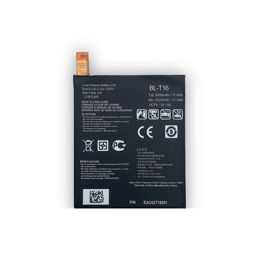 BL-T16 литиевая батарея для LG G Flex 2 H950 H955 H959 LS996 US995 аккумулятор реальной емкости 3000