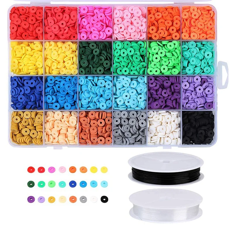 

Spacer Beads Flat Round,Disc Beads 6Mm With Elastic Cord For Jewelry Making Bracelets Earring Necklaces 5040Pcs