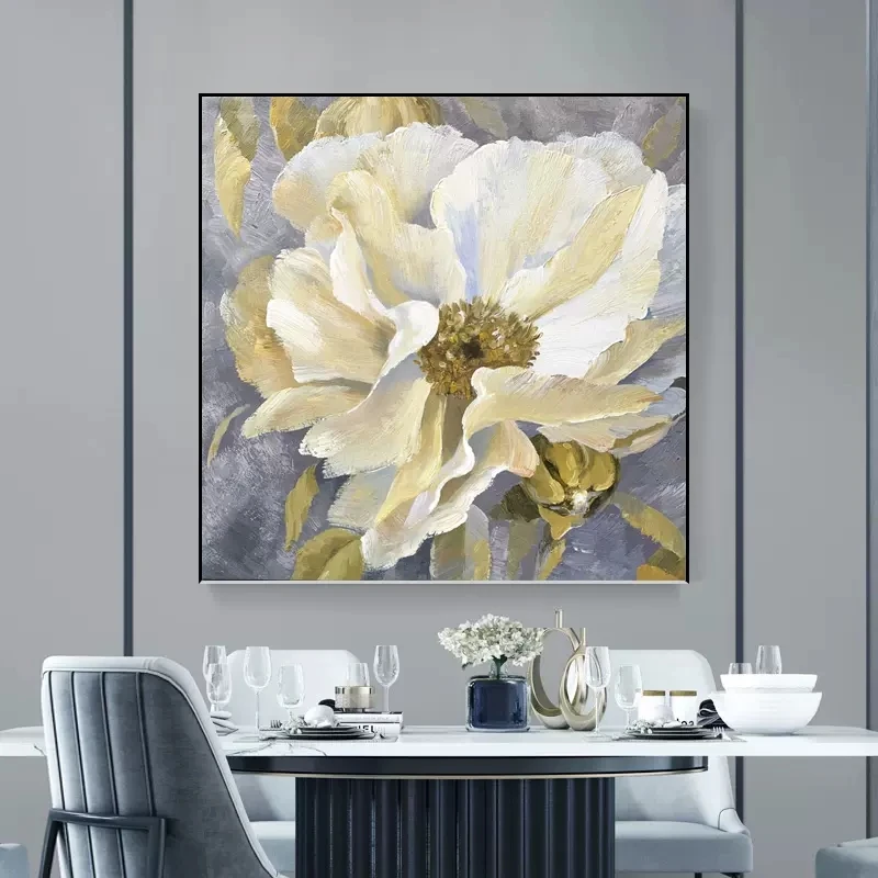 OQ 100% ручная работа абстрактная белая Цветочная картина маслом на холсте