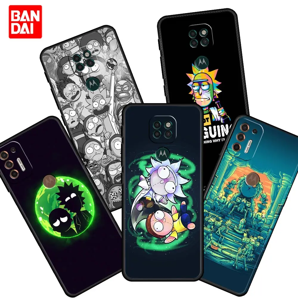 

Ricks Cute Mortys Anime Case for Motorola Moto G30 G31 G50 G60 G8 G9 G200 G51 G71 edge 20 Pro Lite Power Plus Play Cover Black