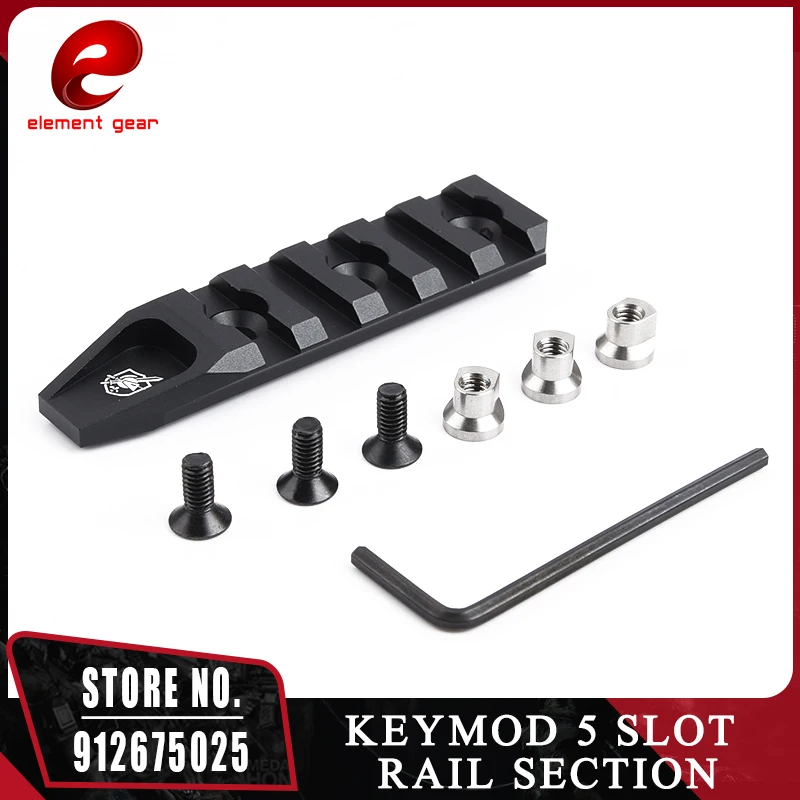 

Element Tactical Hunting Accessories Keymod 5 Slot Picatinny Rail Handguard Rail Mount for URX 4.0 Black CY026