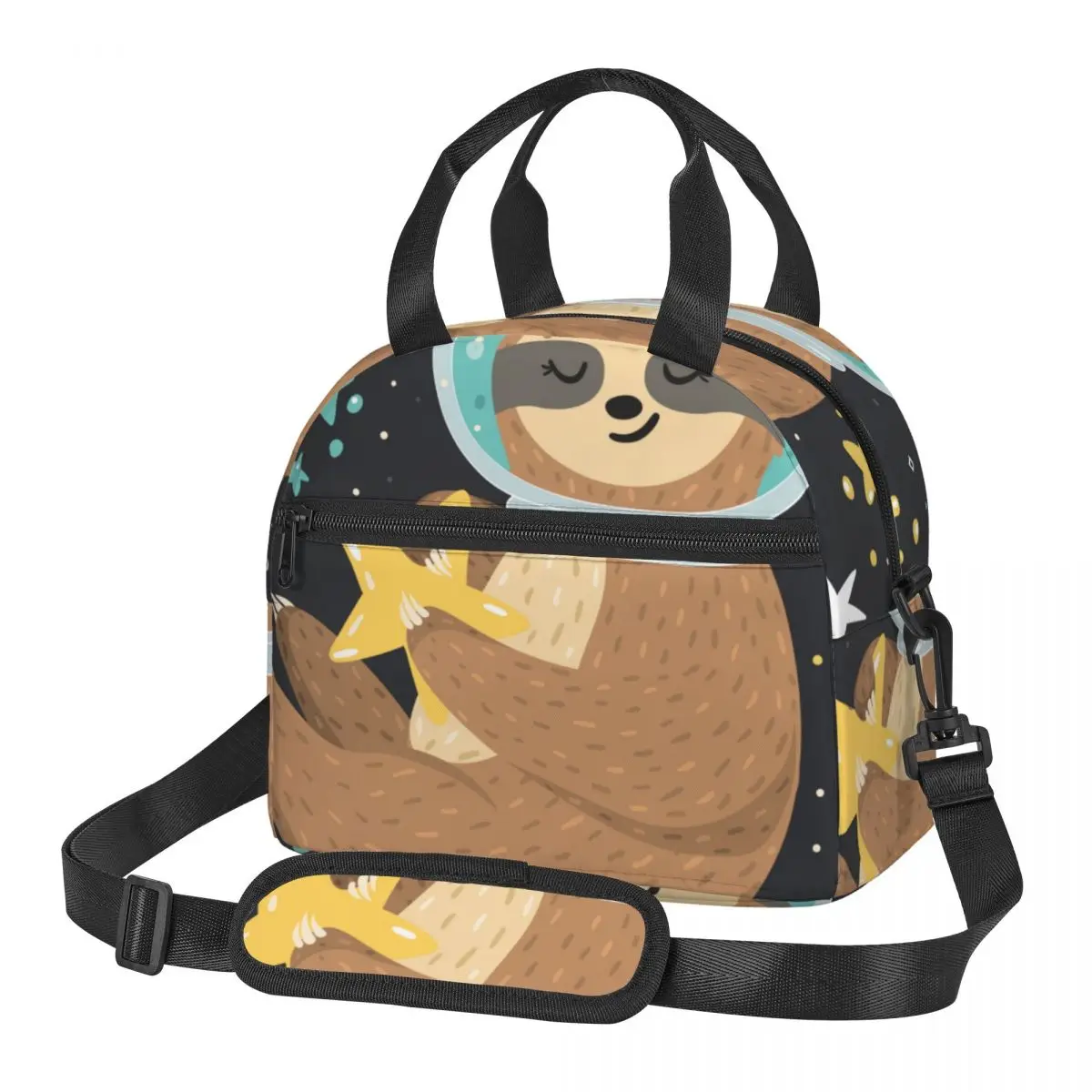 

Изолированная сумка для ланча для детей, милая детская сумка-холодильник с улыбающимся ленивецом, астронавтом и звездами, Термосумка, Портативный Ланч-бокс, охлаждающий пакет