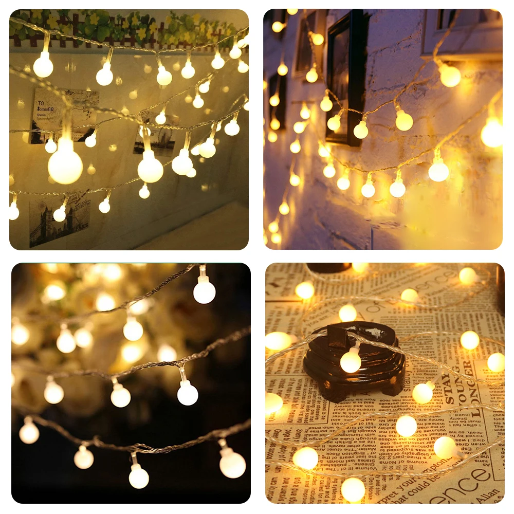 

2M 5M 10M Ball LED String Lights Battery USB Fairy Lights For Christmas Tree Garland Xmas Wedding Party DecorChristmas lights