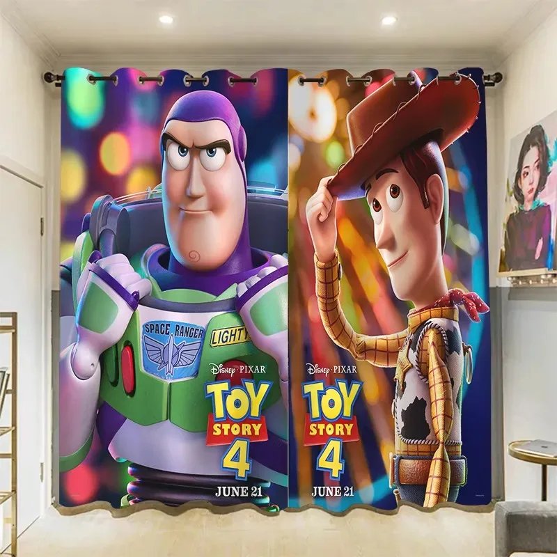 

Disney Toy Story Buzz Lightyear Curtains Full Blackout Perforated Two-Piece Bedroom Living Room Boys Decor Home Kids Room