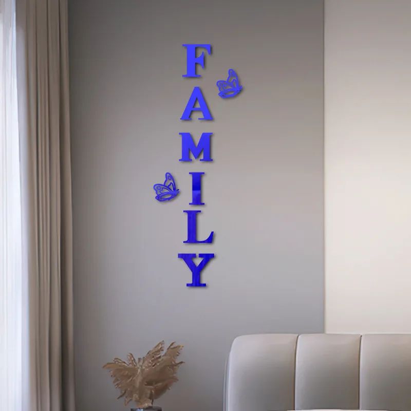 3D зеркальные наклейки на стену семейный алфавит бабочка самоклеящиеся акриловые