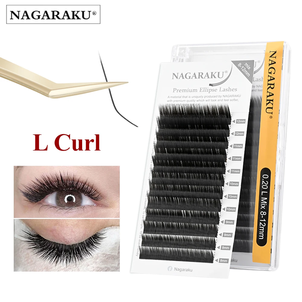 

NAGARAKU L Curl Flat Ellipse Eyelashes Split Tips Shaped Soft Natural Light Magnetic Lashes Matte Gray Color Eyelash