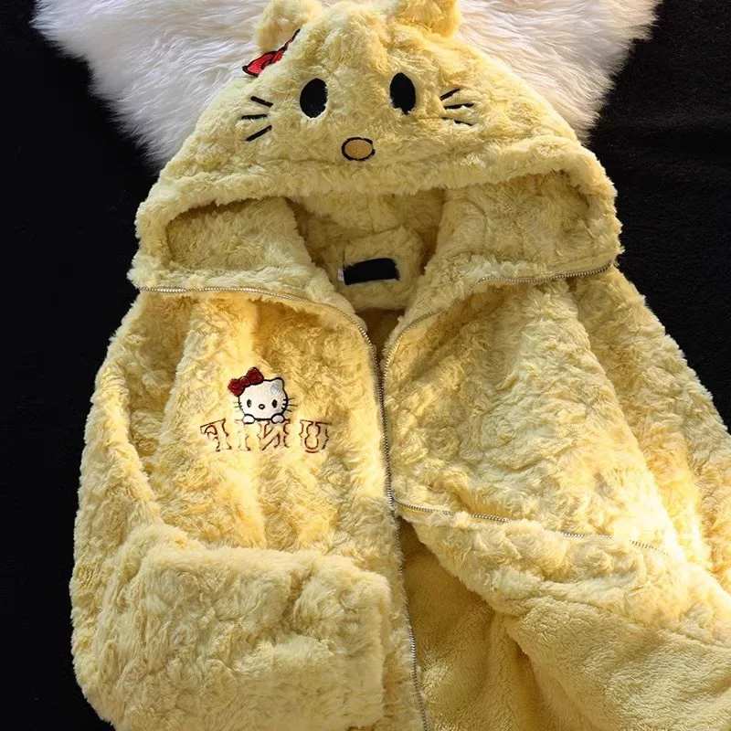 Хлопковое пальто с мехом ягненка милое женское зимнее новая свободная и плюшевая