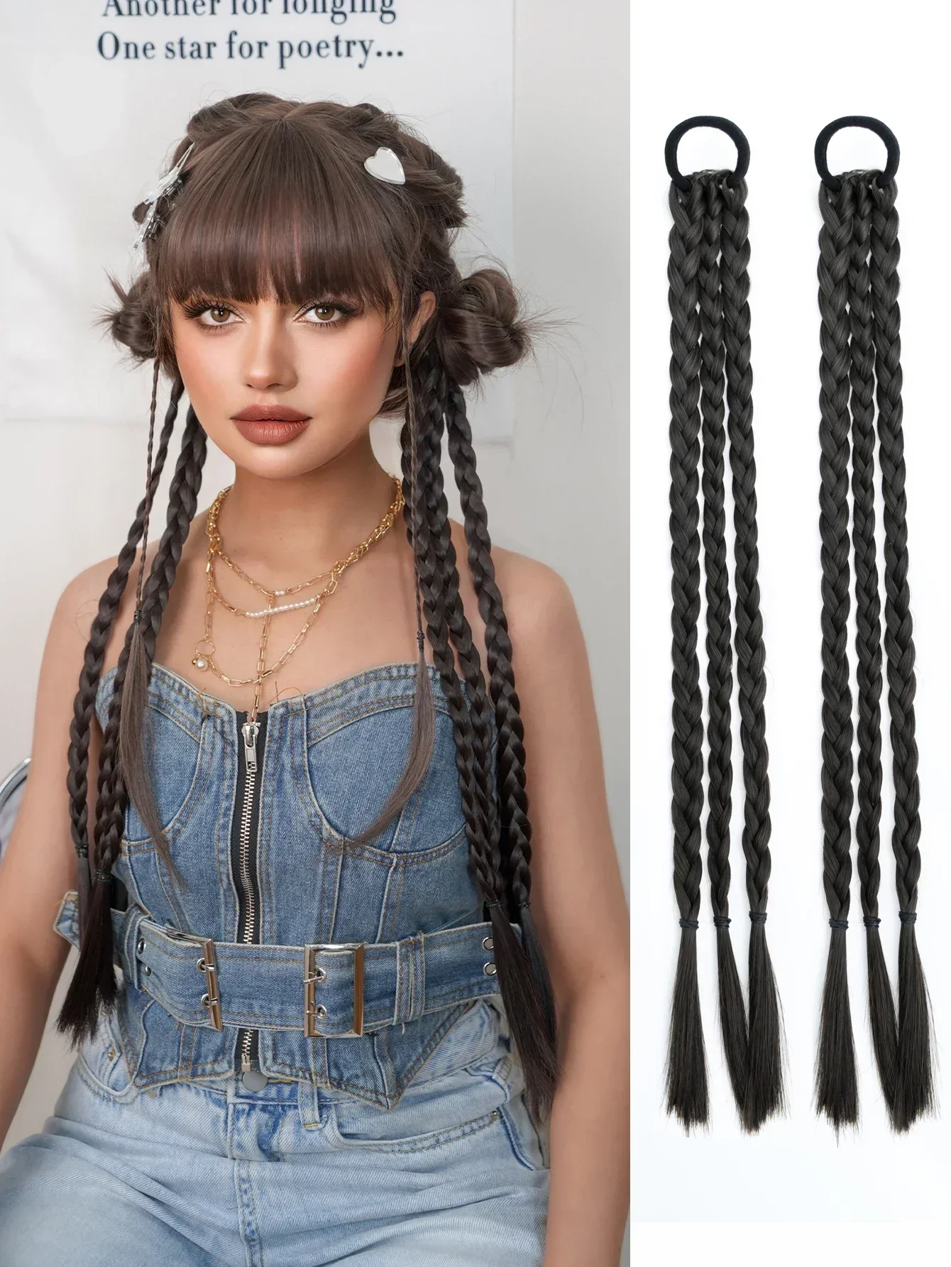 Черные синтетические косички для бокса 18 дюймов длинные искусственные хвоста