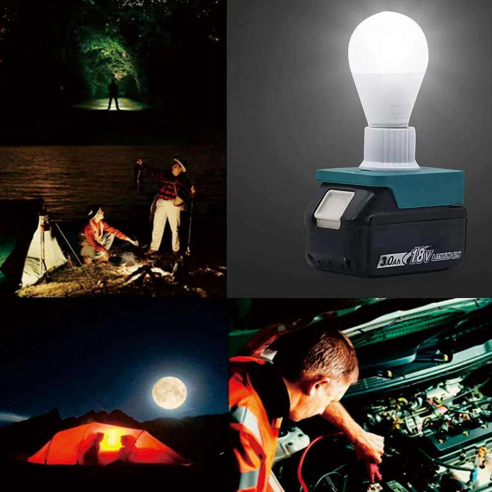 

500lm 6500K Portable LED Work Light For Makita 18V Series Lithium Battery E27 Bulb Lamp W/ Lamp Holder For Hiking Camping