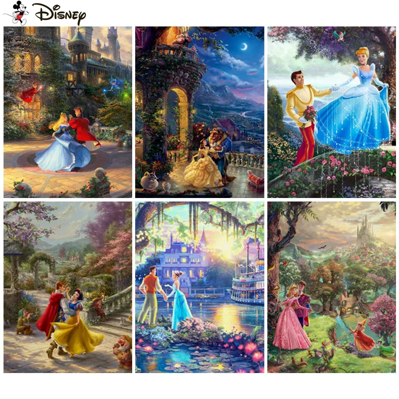 

Алмазная живопись Disney «мультяшная принцесса», полное квадратное/Круглое украшение для стен, инкрустированная смолой, вышивка, ручная вышив...