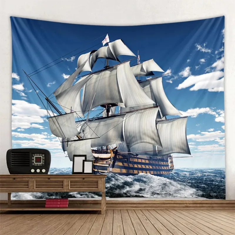 Гобелен с пиратским кораблем настенный вид морем украшение для дома хиппи на