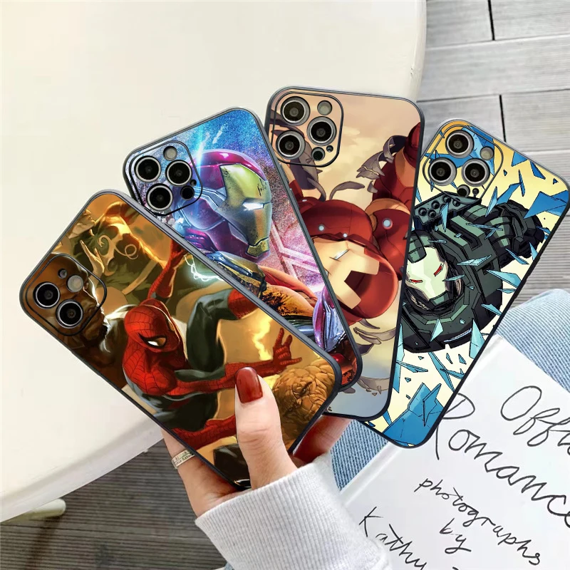 

Marvel Trendy People Phone Case For iPhone 11 13 12 Pro Max 12 13 Mini X XS XR MAX SE 6 7 8 Plus Liquid Silicon Soft Black