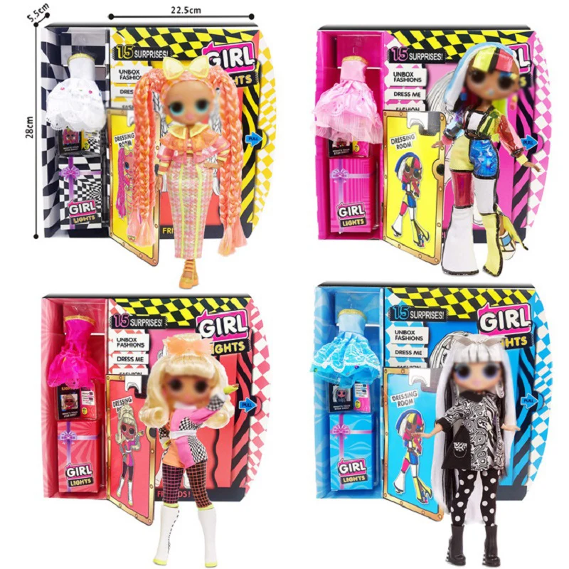 

Kieka Kawai 9Inches LOLS Doll for Girl Long Hair Fashion Rock Suprise Mystery Box O.M.G Doll Toy with 10-25pcs Accessories Gift