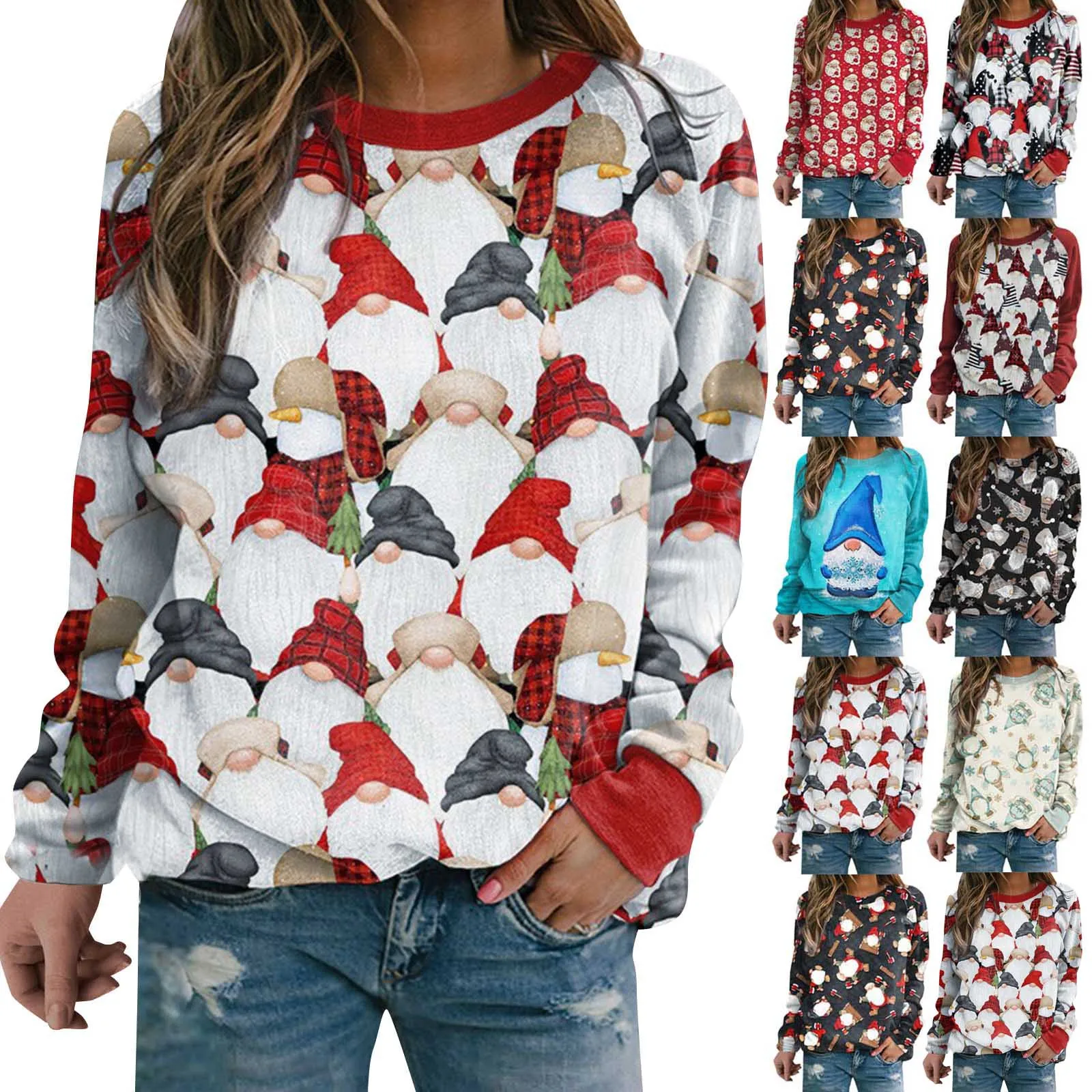 

Fashion Pullover Sweatshirt Valentine's Day Print Crewneck Long-Sleeved Sweatshirt Xmas Hooded Sweatshirts sudaderas para mujer