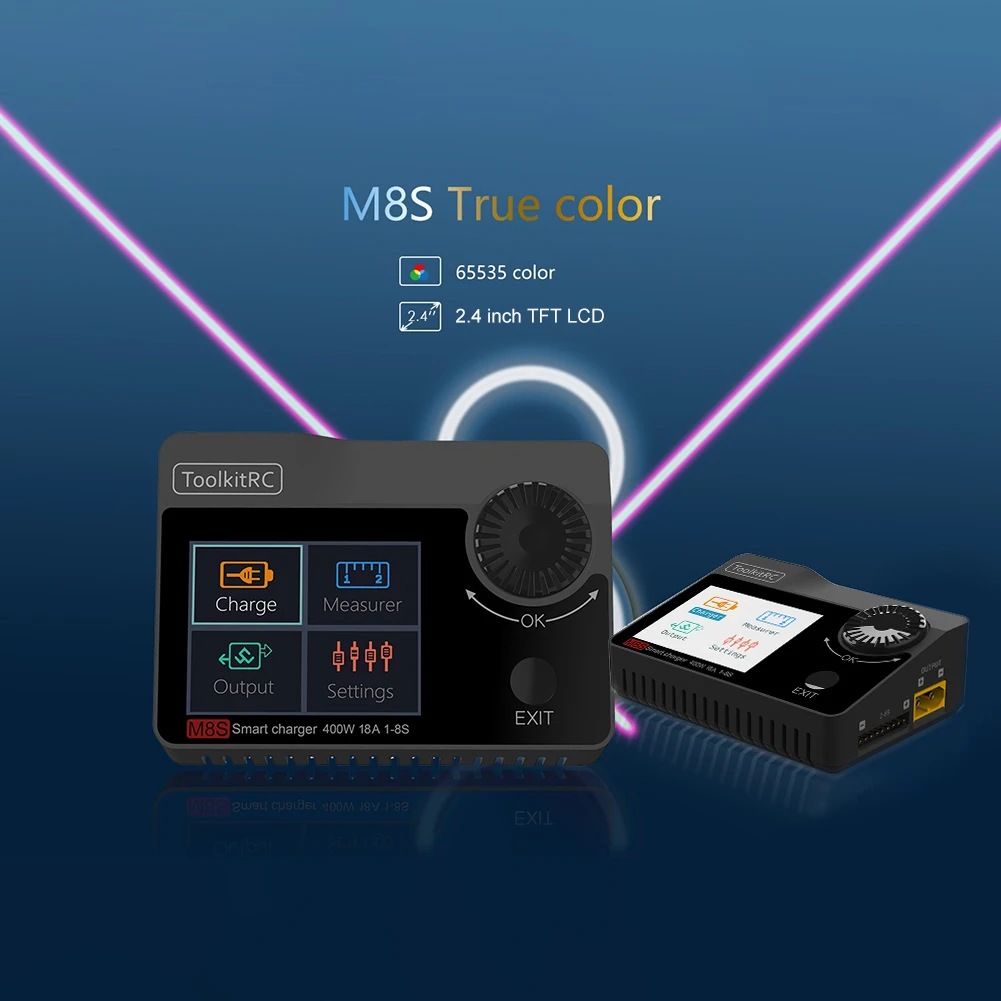 

Toolkitrc M8S Mini Size 400W 18A Color Screen Balance Charger Discharger with 400W 16.6A 24V Power Supply Adapter