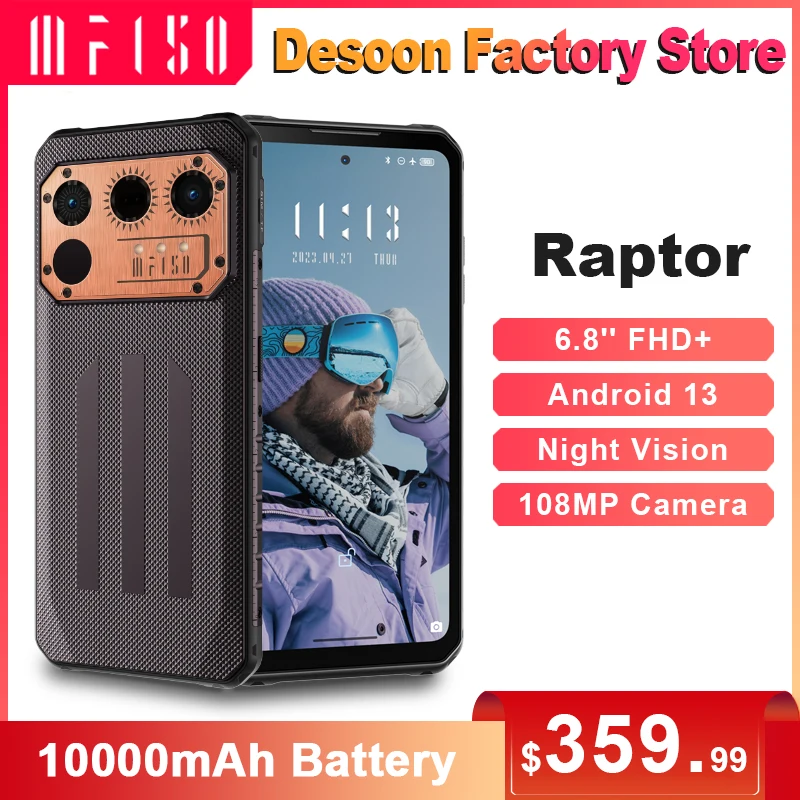 IIIF150 Raptor Rugged Phone 6.8'' 120Hz Android 13 Octa-core 10000mAh Battery 108MP Camera Night Vision Mobile Phone