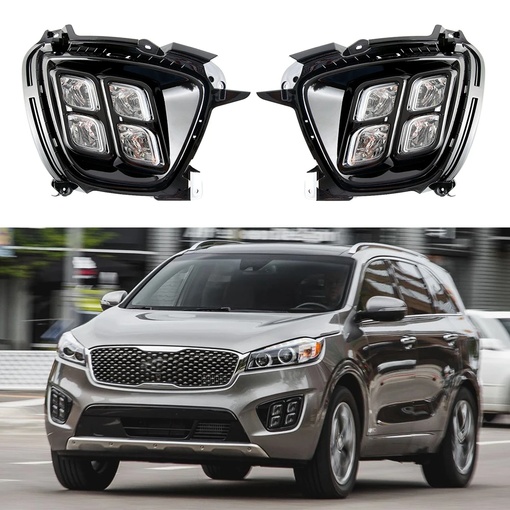 

LED DRL Car Daytime Running Light Front Bumper Driving Fog Lamps Assembly Accessories For KIA Sorento 2016 2017 2018