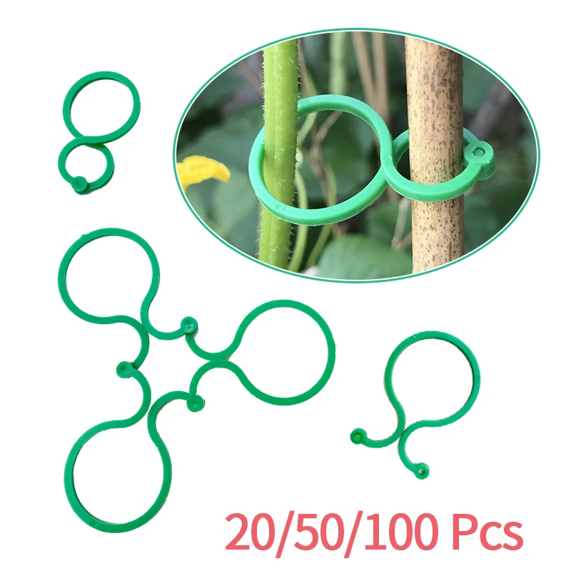 

20/50/100Pcs Plastic Garden Vine Strapping Clips Tie 4/6cm Plant Bundled Buckle Ring Holder Tomato Plant Stand Tool Vine Support