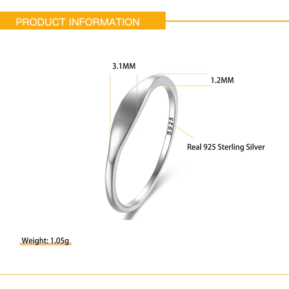 Женские серебряные кольца в стиле ретро Kameraon блестящие гладкие на день рождения