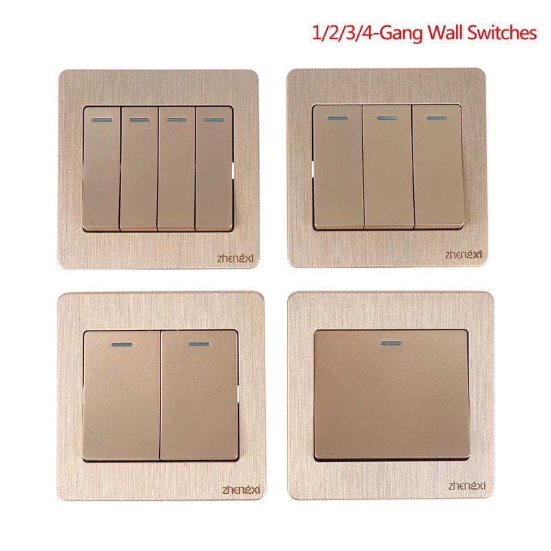 

1pc Wall Switches 1/2/3/4 Gang Button 1 Way Button Wall Light Switch On / Off Push Button PC Material Panel Work With LED Lamp