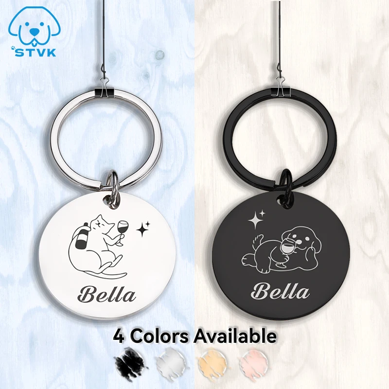 

Anti-lost Name Tag Personalized Engraving Pet Cat Dog Name Tags Kitten Puppy Stainless Steel Collars for Dogs Cats Nameplate