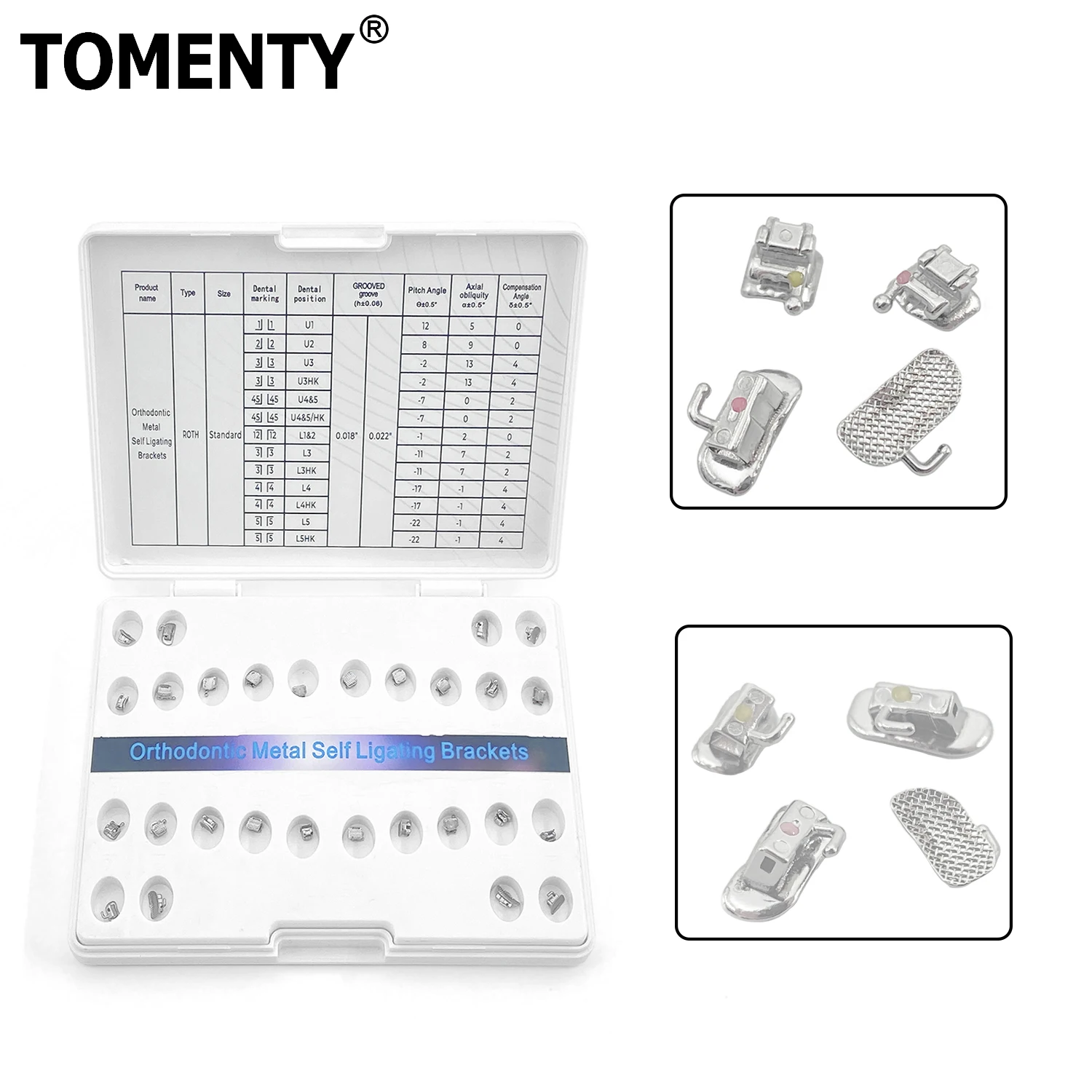 Медицинские ортодонтические скобы пассивные самолигационные с букальными
