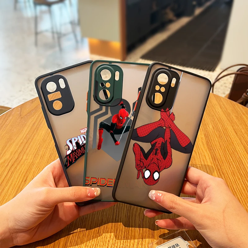

Hot Marvel Spider-Man For Xiaomi Redmi K40 K20 K30 Note 11 10X 10 5G Pro 9 9S 9T 9A 9C Frosted Translucent Soft Phone Case