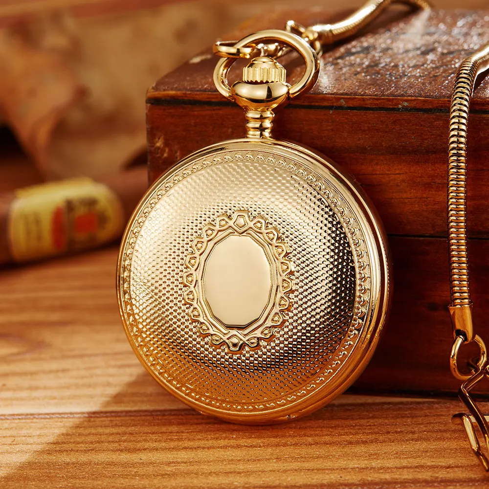 Luxury Top Brand Copper Material Mechanical Pocket Watch Men Fob Chain Gold Automatic Skeleton Sculpture Women Men Watches