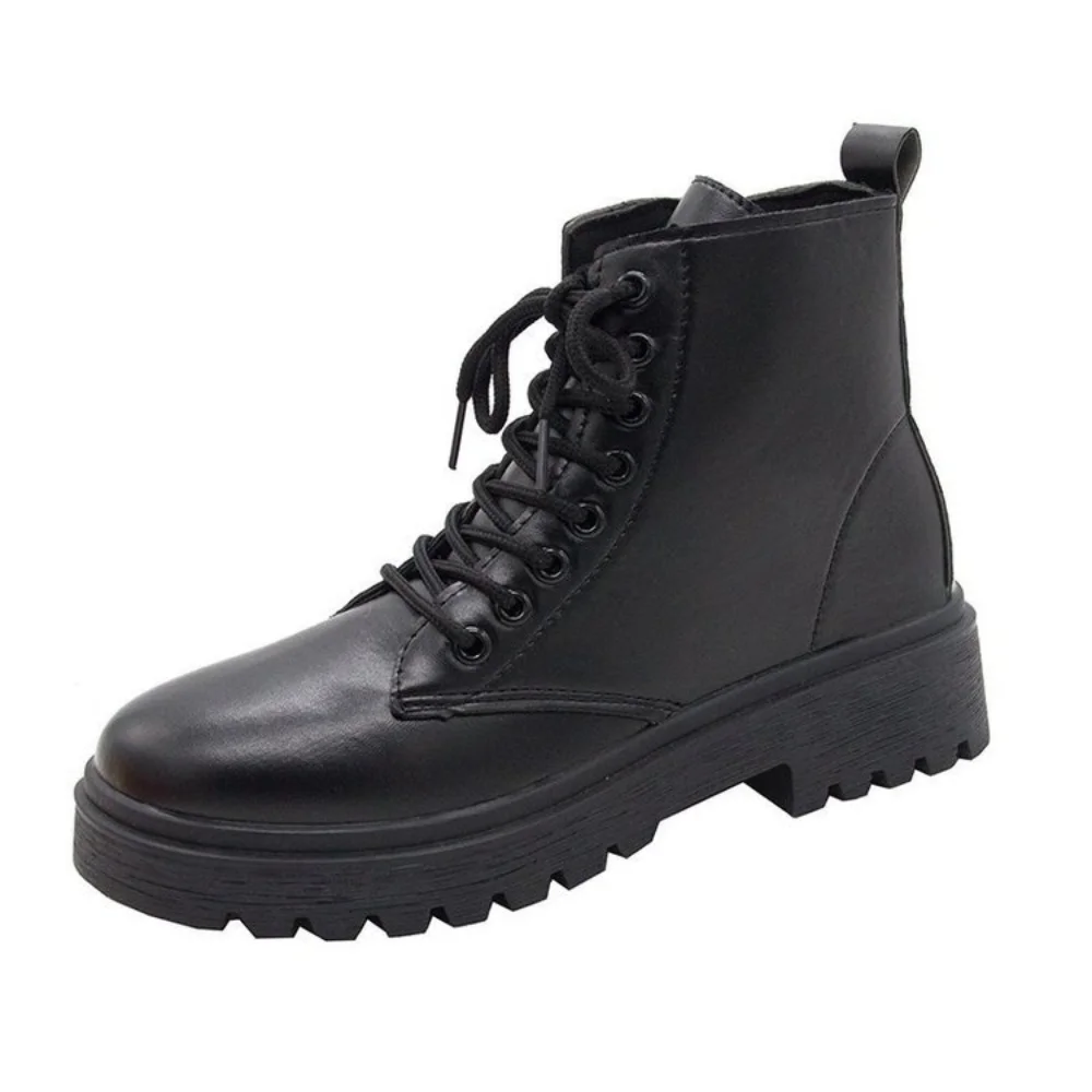 

Chelsea Ankle Boots Handsome Lace-up Motorcycle Boots Net Red Thick-soled Casual Round Toe Boots Women Chelsea Boots