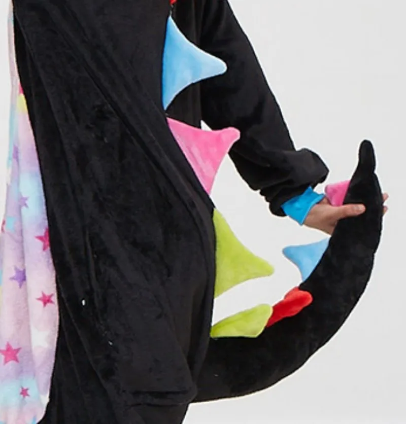 Young Women Winter One-Piece Multicolor Dinosaur Cartoon Pajamas With Gear Abdomen  Polyester Warm Comfortable Sleepwear Cosplay