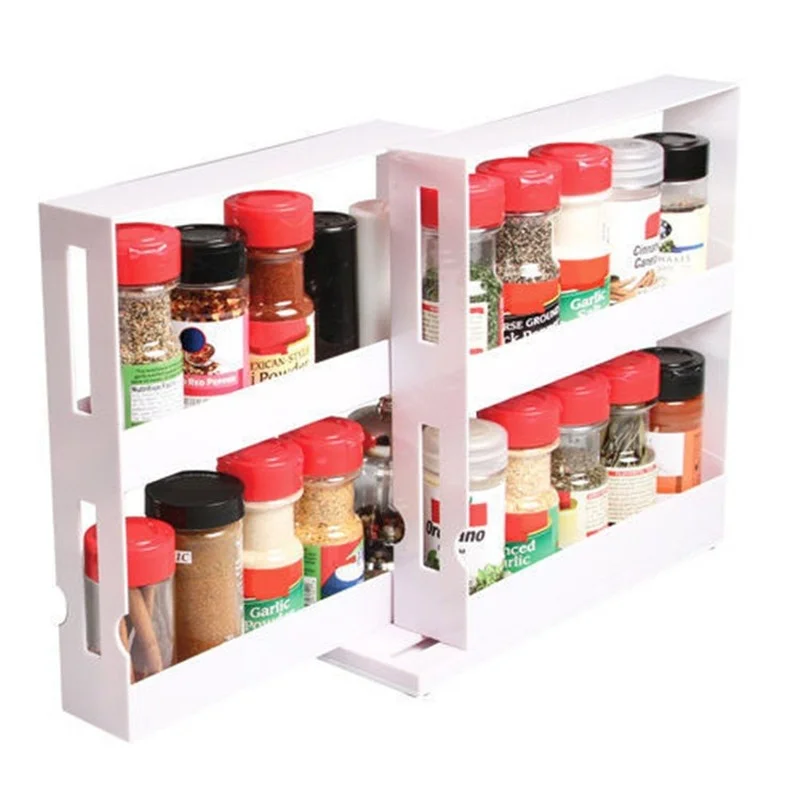 new multifunctional rotating spice rack kitchen cabinet sliding organizer food storage box kitchen accessories organizer free global shipping