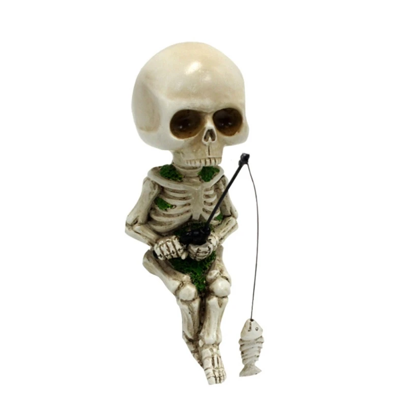 

Miniature Resin Fishing Skeleton Figurines Landscape Home Decors Miniature