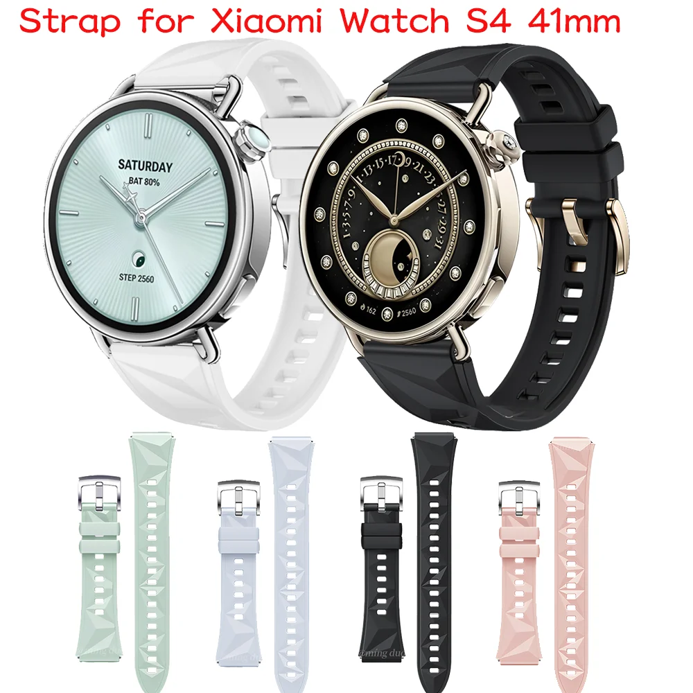 Фото Силиконовый ремешок в форме ромба 18 мм/22 мм для Xiao mi Watch S4 41 мм, спортивный браслет Correa для XIAOMI Watch S4 S3 S2 S1, ремешок 46 мм №1