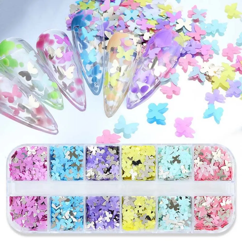 

False Eyelash Decorations Butterfly Nail Sequins Mirror Sparkly Butterfly Butterfly Shaped Butterfly Nail Glitter Flakes PET