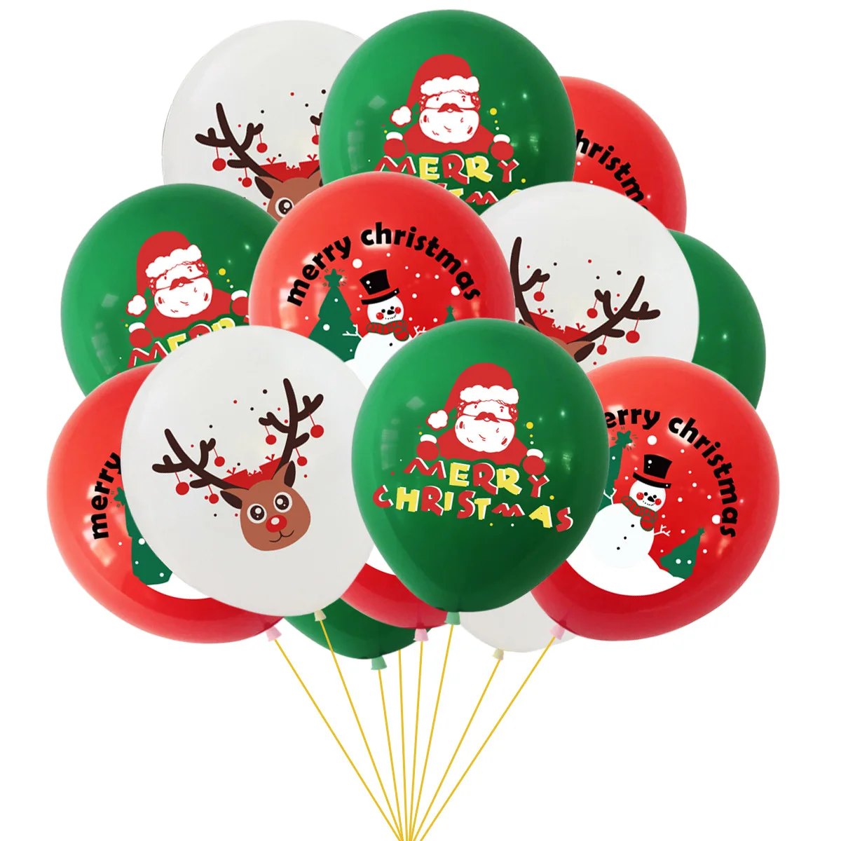 

12pcs 12 inch Christmas Party Decor Balloons Set Anime Cartoon Santa Claus Elk Kawaii Latex Balloons Christmas Decoration Toy