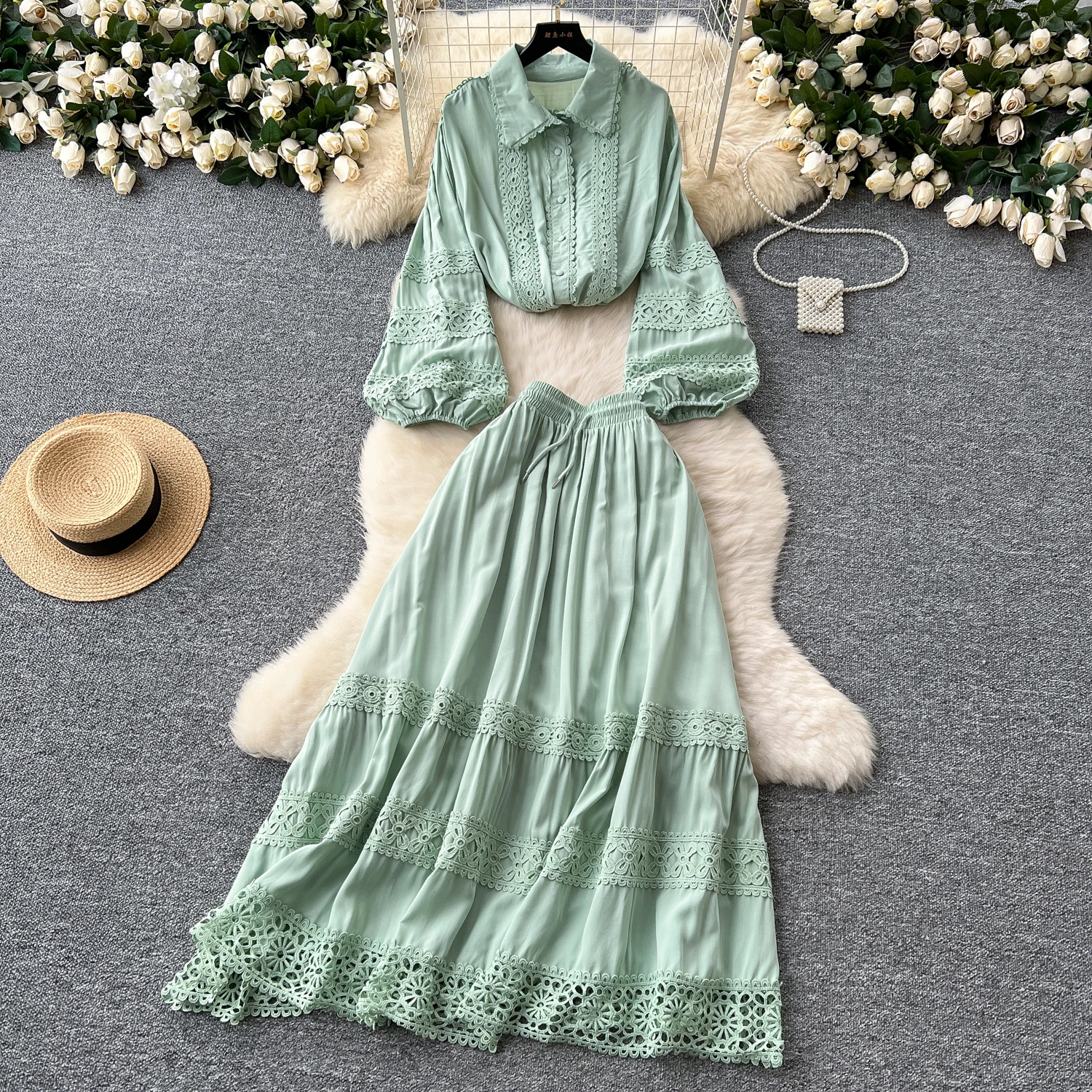 Элегантный винтажный отложной воротник с рукавами-фонариками шикарный