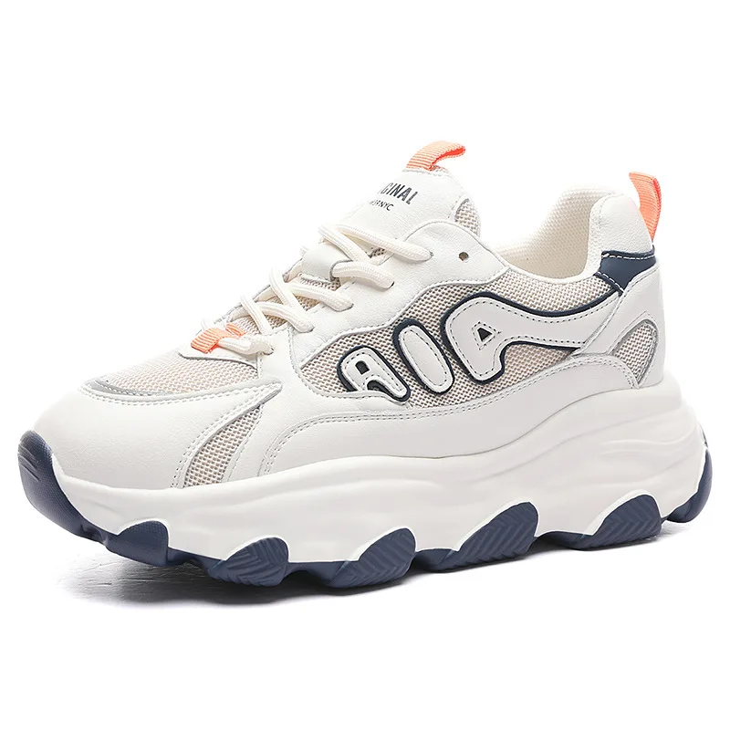 AB Brand Chunky Sneakers for Women Lace-Up White Breathable Vulcanize Shoes Casual Fashion Platform Sneaker Wedges Sports Female