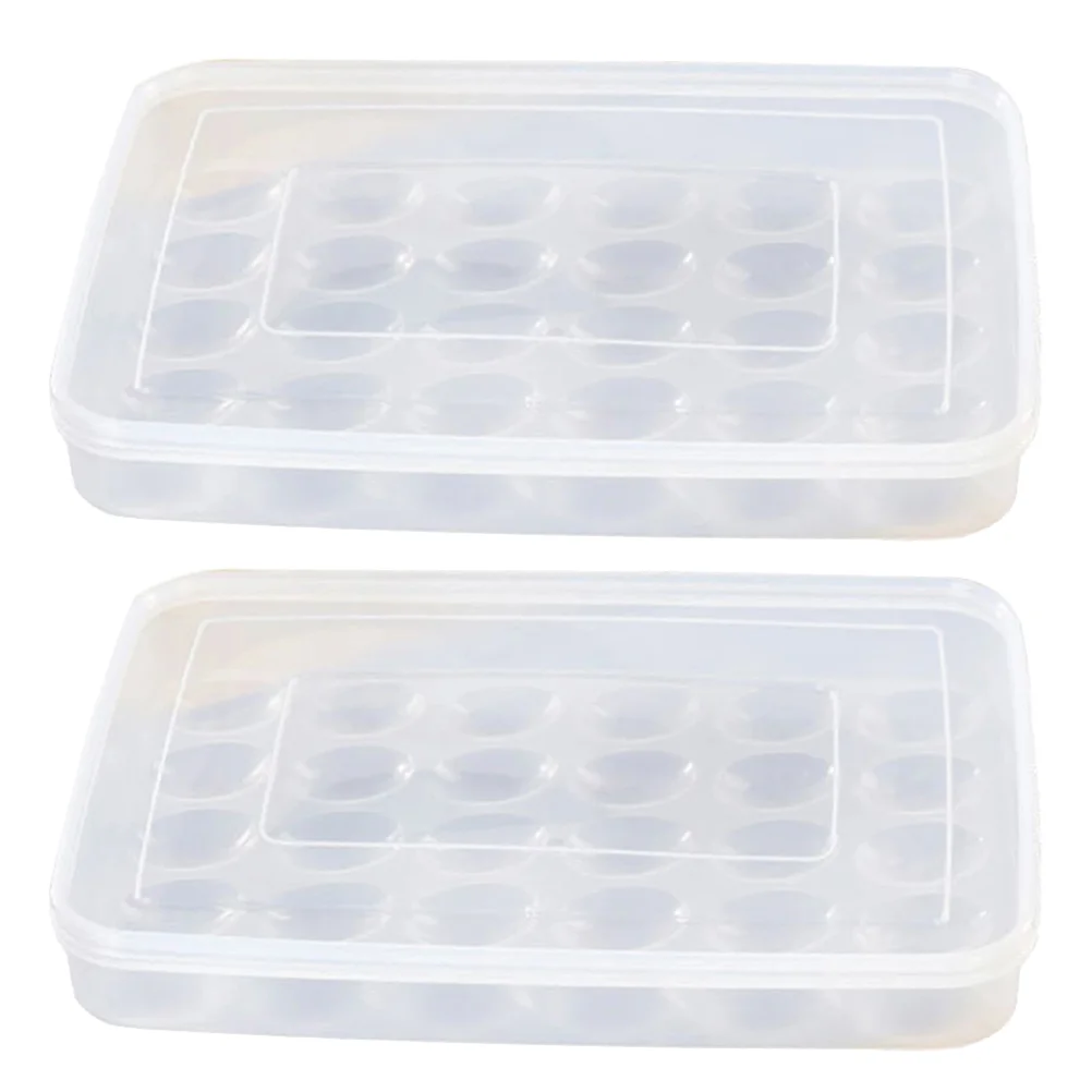 

2pcs Stackable Plastic Egg Cartons Covered Egg Holders Transparent Egg Storage Container