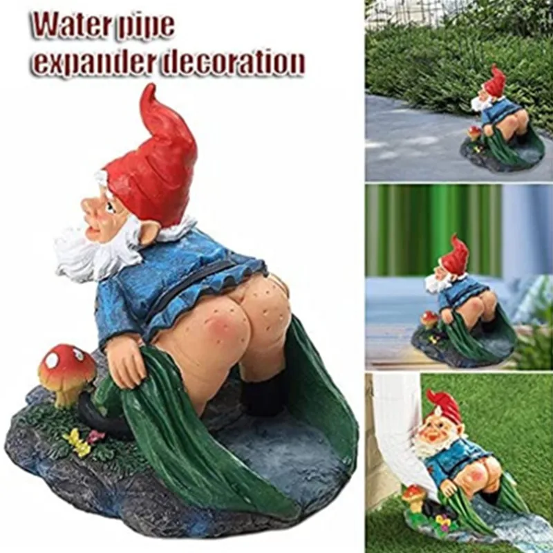 

Gnome Downspout Extender Decoration Resin Garden Gnome Statue Lawn Sculpture Outdoor Decor Water Pipe Expander Decoration
