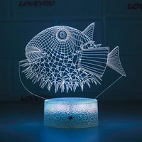 fish sea 3d lamp acrylic usb led night lights neon sign lamp xmas christmas decorations for home bedroom birthday gifts