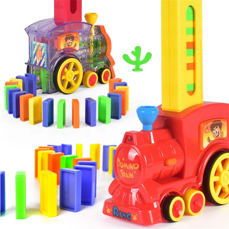 Набор игрушек Domino Train Toy Set Rally Electric Model Colorful Game Building Blocks Car Truck Vehicle Stacking Kids Gift