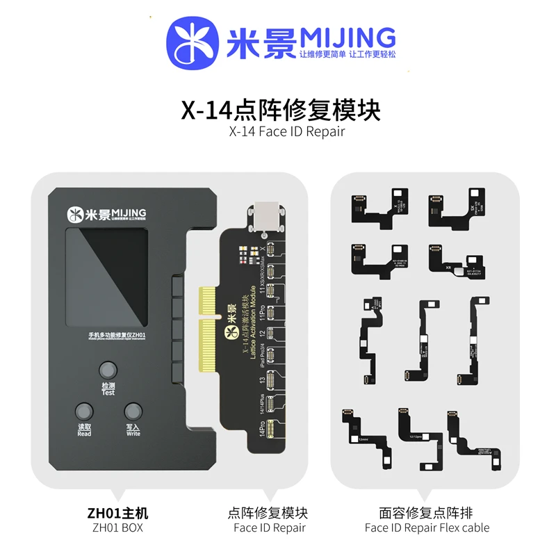 

Mijing ZH01 Face ID Solder Free Programmer For iPhone 8 X 11 12 13 14 Pro Max Battery True Tone Tester Dot Matrix Projector Tool