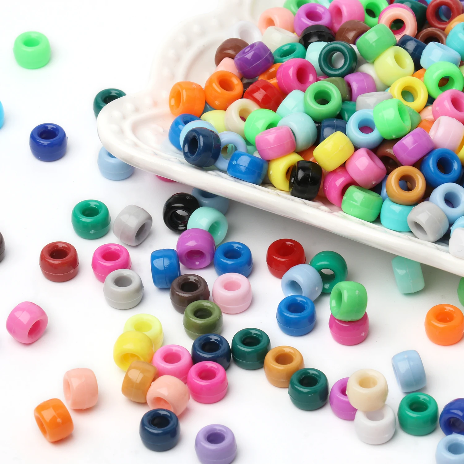 Акриловые бусины с большим отверстием 6 Х9 мм 36 цветов 100 шт.