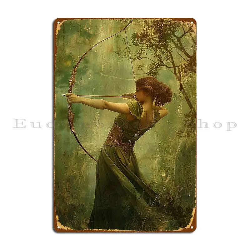 Постер богиня охоты Артемис лук и стрела художественный металлический постер на
