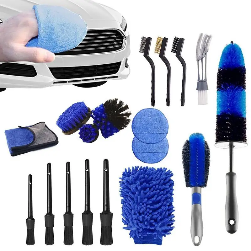

18pcs Car Cleaning Brush kit Detailing Wheels Duster Automotive Interior Exterior No Scratch Microfiber Detailing Air Vents tool