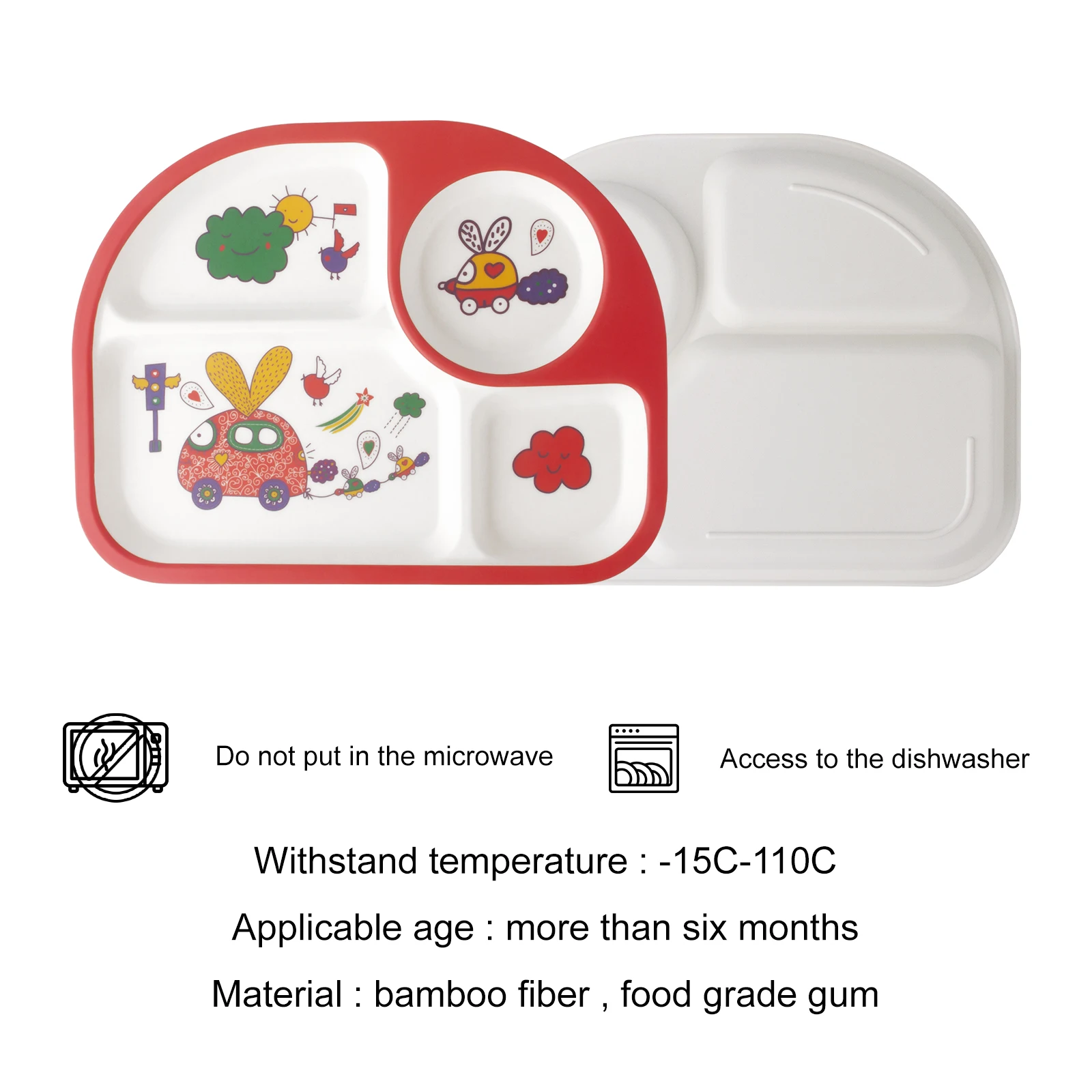 Детская тарелка из натурального бамбукового волокна для кормления ребенка милая