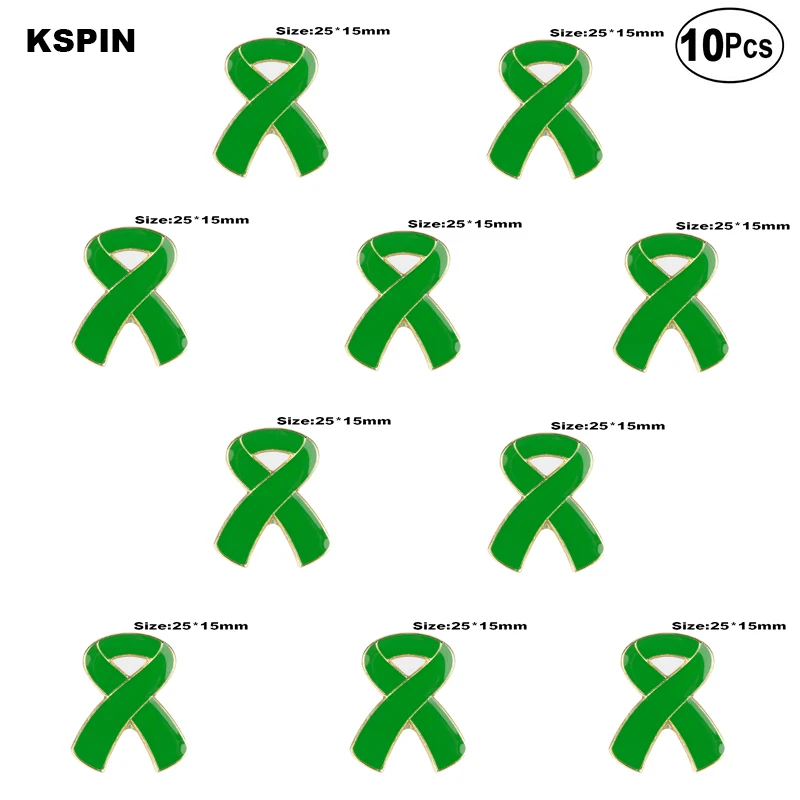 

Green Aids Lapel Pin Flag badge Brooch Pins Badges 10Pcs a Lot